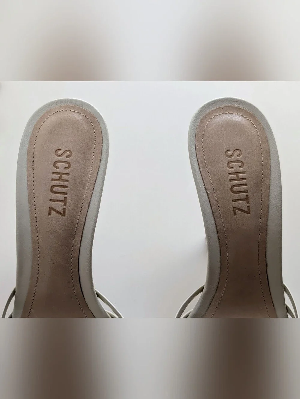 SCHUTZ Tara Leather Mule Sugar White Woven Stiletto Heels Size 8 NWT